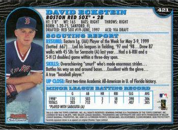 1999 Bowman Chrome #421 David Eckstein Back