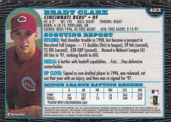 1999 Bowman Chrome #423 Brady Clark Back