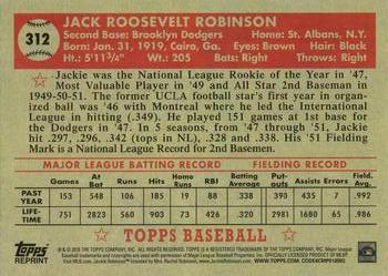 2016 Topps - Celebrating 65 Years #312 Jackie Robinson Back