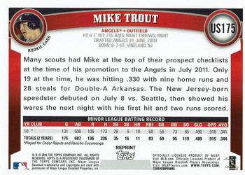 2016 Topps - Celebrating 65 Years #US175 Mike Trout Back