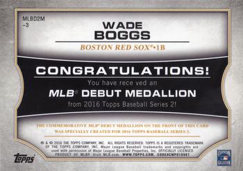 2016 Topps - MLB Debut Medallion (Series 2) #MLBD2M-3 Wade Boggs Back