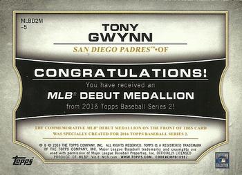 2016 Topps - MLB Debut Medallion (Series 2) #MLBD2M-5 Tony Gwynn Back