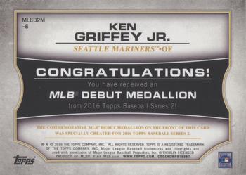 2016 Topps - MLB Debut Medallion (Series 2) #MLBD2M-6 Ken Griffey Jr. Back