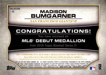 2016 Topps - MLB Debut Medallion (Series 2) #MLBD2M-13 Madison Bumgarner Back