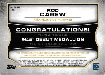 2016 Topps - MLB Debut Medallion (Series 2) #MLBD2M-29 Rod Carew Back