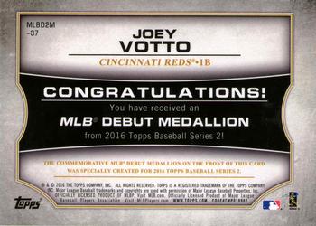 2016 Topps - MLB Debut Medallion (Series 2) #MLBD2M-37 Joey Votto Back