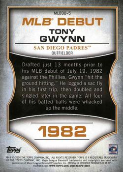 2016 Topps - MLB Debut Bronze (Series 2) #MLBD2-5 Tony Gwynn Back