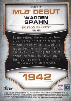 2016 Topps - MLB Debut Bronze (Series 2) #MLBD2-10 Warren Spahn Back