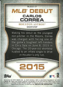 2016 Topps - MLB Debut Bronze (Series 2) #MLBD2-21 Carlos Correa Back