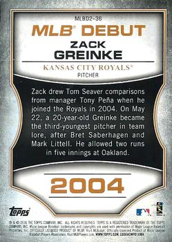 2016 Topps - MLB Debut Bronze (Series 2) #MLBD2-36 Zack Greinke Back