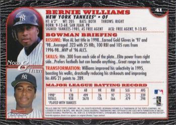 1999 Bowman Chrome - Gold #41 Bernie Williams  Back
