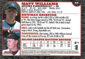 1999 Bowman Chrome - Gold #54 Matt Williams  Back