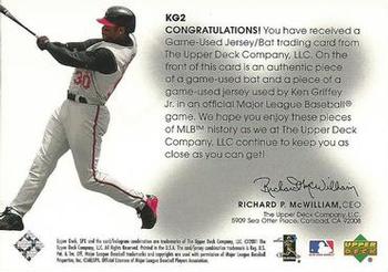 2001 SPx - Winning Materials Jersey/Bat #KG2 Ken Griffey Jr.  Back
