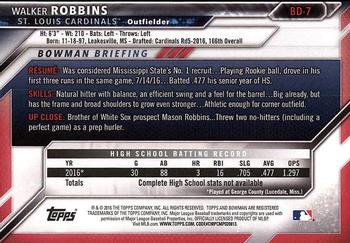 2016 Bowman Draft #BD-7 Walker Robbins Back