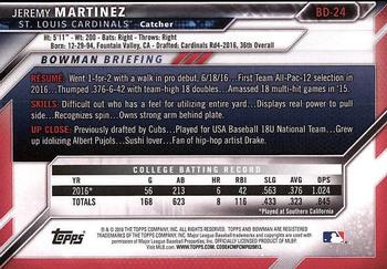 2016 Bowman Draft #BD-24 Jeremy Martinez Back