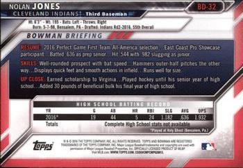 2016 Bowman Draft #BD-32 Nolan Jones Back