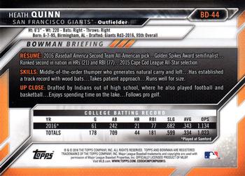 2016 Bowman Draft #BD-44 Heath Quinn Back
