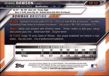 2016 Bowman Draft #BD-53 Ronnie Dawson Back