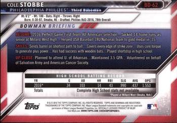2016 Bowman Draft #BD-62 Cole Stobbe Back