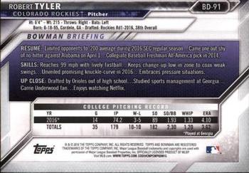 2016 Bowman Draft #BD-91 Robert Tyler Back