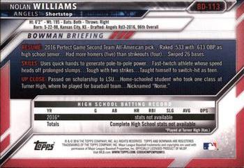 2016 Bowman Draft #BD-113 Nolan Williams Back