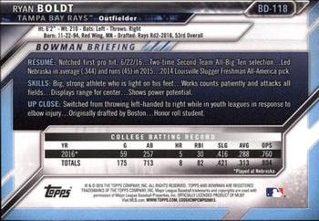 2016 Bowman Draft #BD-118 Ryan Boldt Back