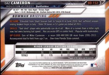 2016 Bowman Draft #BD-152 Daz Cameron Back