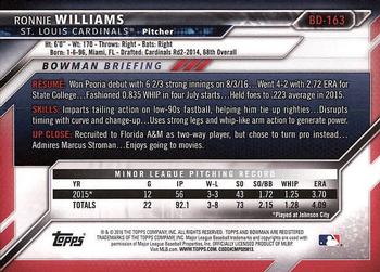 2016 Bowman Draft #BD-163 Ronnie Williams Back