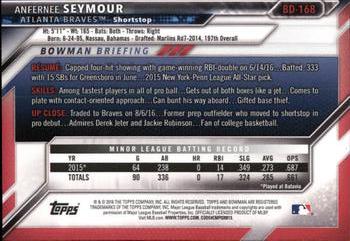 2016 Bowman Draft #BD-168 Anfernee Seymour Back