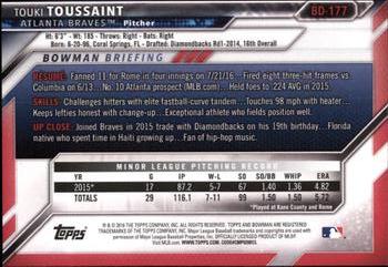 2016 Bowman Draft #BD-177 Touki Toussaint Back