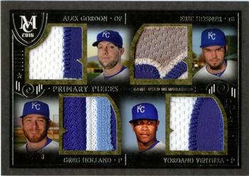 2016 Topps Museum Collection - Four-Player Primary Pieces Quad Patches #PPFQ-GHHV Greg Holland / Eric Hosmer / Alex Gordon / Yordano Ventura Front