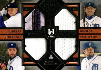 2016 Topps Museum Collection - Four-Player Primary Pieces Quad Relics #PPFQ-CKVC Justin Verlander / Nick Castellanos / Miguel Cabrera / Ian Kinsler Front