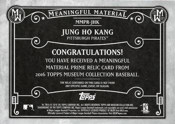 2016 Topps Museum Collection - Meaningful Material Prime Relics Copper #MMPR-JHK Jung Ho Kang Back