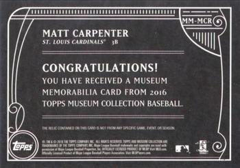 2016 Topps Museum Collection - Museum Memorabilia #MM-MCR Matt Carpenter Back