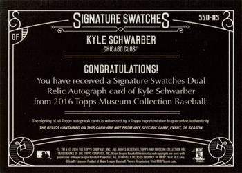 2016 Topps Museum Collection - Signature Swatches Dual Relic Autographs #SSD-KS Kyle Schwarber Back