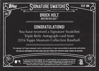 2016 Topps Museum Collection - Signature Swatches Triple Relic Autographs #SST-BH Brock Holt Back