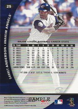2001 Donruss Class of 2001 - Samples Silver #25 Garret Anderson Back