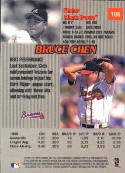 1999 Bowman's Best #106 Bruce Chen Back