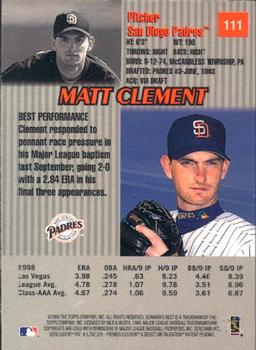 1999 Bowman's Best #111 Matt Clement Back