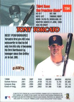 1999 Bowman's Best #194 Tony Torcato Back