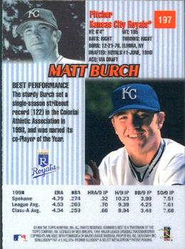 1999 Bowman's Best #197 Matt Burch Back