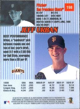 1999 Bowman's Best #198 Jeff Urban Back