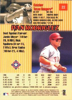 1999 Bowman's Best #22 Ivan Rodriguez Back