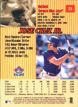 1999 Bowman's Best #23 Jose Cruz Jr. Back