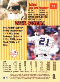 1999 Bowman's Best #36 Paul O'Neill Back