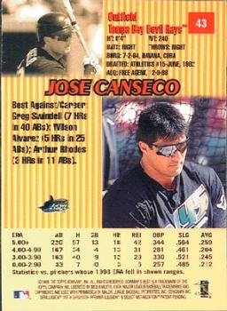 1999 Bowman's Best #43 Jose Canseco Back