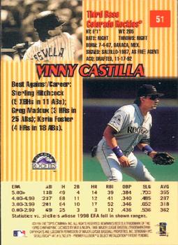 1999 Bowman's Best #51 Vinny Castilla Back