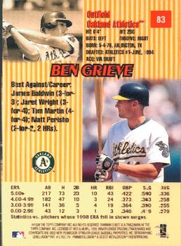 1999 Bowman's Best #83 Ben Grieve Back
