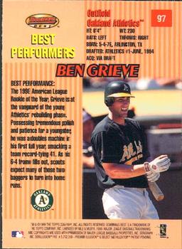 1999 Bowman's Best #97 Ben Grieve Back