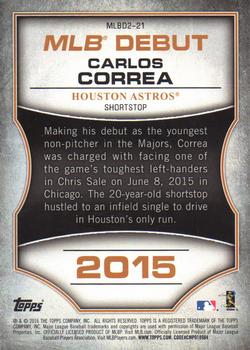 2016 Topps - MLB Debut Gold (Series 2) #MLBD2-21 Carlos Correa Back